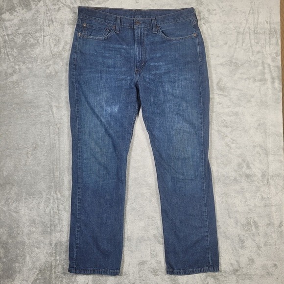Levis 514 Jeans Mens 36x30 Blue Regular Fit Straight Leg Dark Wash Cotton Denim - Picture 1 of 12